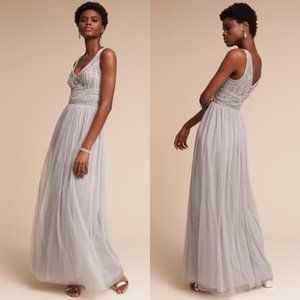 BHDLN Sterling Dress in Silver Fog, Beaded